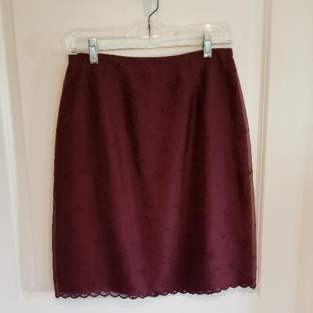 Ann Taylor silk burgundy skirt
